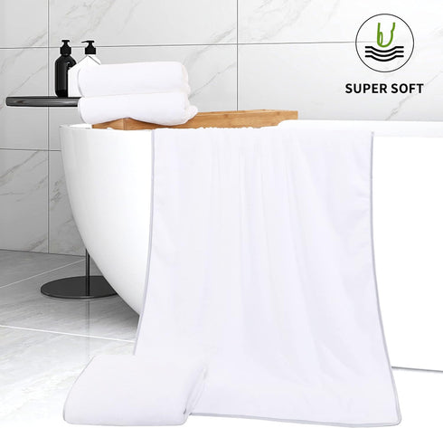 Cosy Family 4 Pack Set, Microfiber Bath Towel Lightweight and Quick Drying, Ultra Soft Highly Absorbent Towels