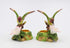 Fine Porcelain Hummingbird Candle Holder Pair with Apple Cherry Blossom Flowers, 3-5/8" H