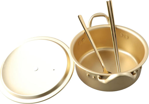 Ramen Pot with Lid, Spoon, and Chopsticks, Fast Heating Korean Cooking Pot