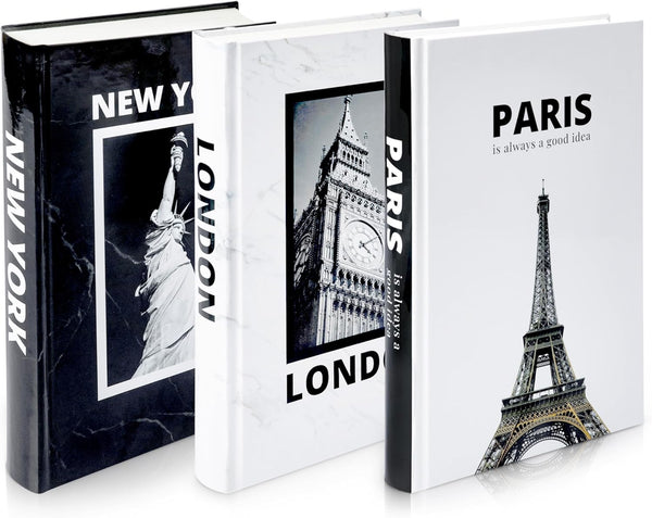 Decorative Books for Home Decor Foldable Black and White Faux Book Set