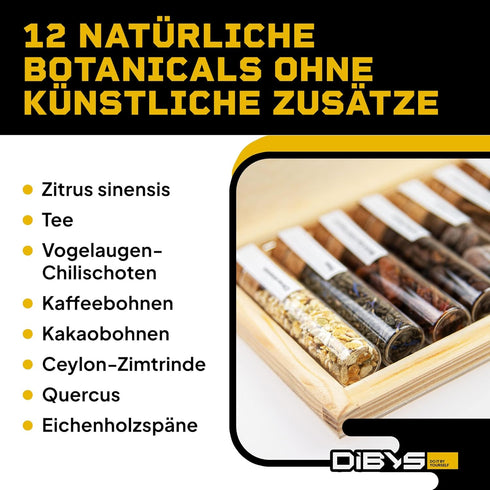 DIBYS 12 4 Set Mini Whiskey Flavoring Kit | Whisky Infusion Kit with Botanicals, Recipe Cards, Spice Guide & Wooden Box
