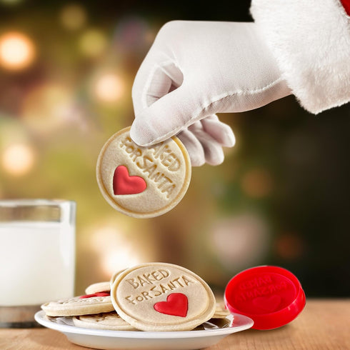 R&M Baked for Santa Pastry and Cookie Stamper, Christmas Cookie Stamper - Red, 2.5"