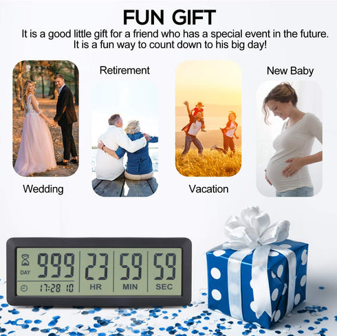 A AIMILAR AY4053-Black Digital Countdown Days Timer - Upgraded Big 999 Days Count Down Clock for Vacation Wedding