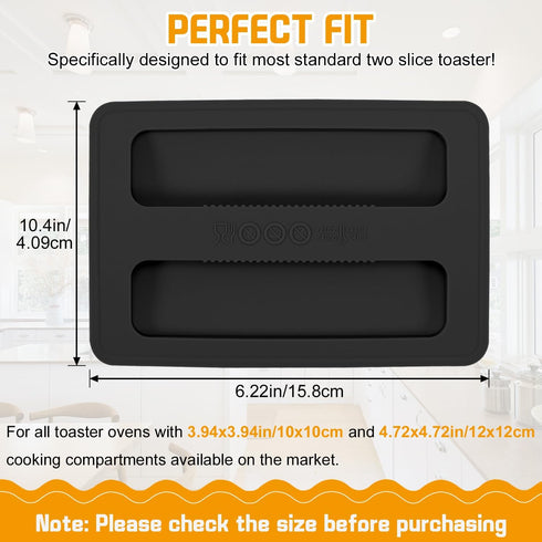 Toaster Cover 2 Slice, 2 Pack Silicone Toaster Covers, Washable Machine Cover for Kitchen Appliances (Black)