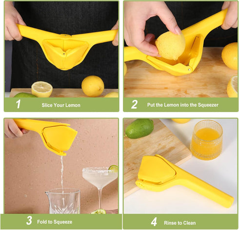 Effortless Manual Lemon Squeezer, Flat Lime Juicer, Hand Citrus Press, Space-Saving Design for Easy Juice Extraction