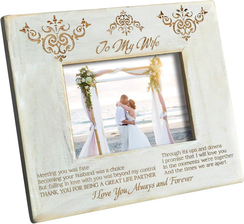 Personalized Engraved Wood Picture Frame to My Wife - Natural Wood Photo Frame, I Love You Always and Forever