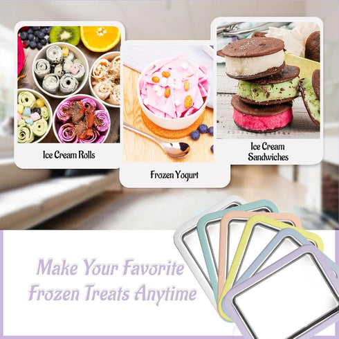 2 Frozen Rolled Ice Cream Maker Instant Ice Cream Maker with Spatulas Yoghurt Plate Homemade DIY Instant Gelato