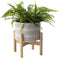 LA JOLIE MUSE Ceramic Plant Pot with Wood Stand - 7.3 Inch