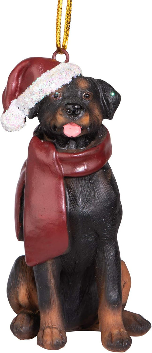 Design Toscano Full Color Christmas Xmas Rottweiler Holiday Dog Ornaments