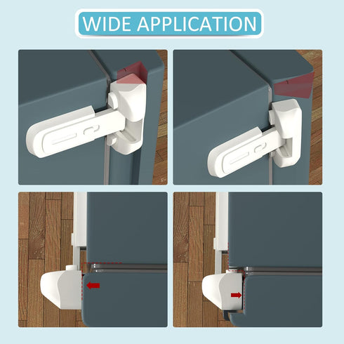 2 Pack Child Proof Fridge Lock, Easy Install Refrigerator Door Latch for Toddlers and Aging Seals (White)