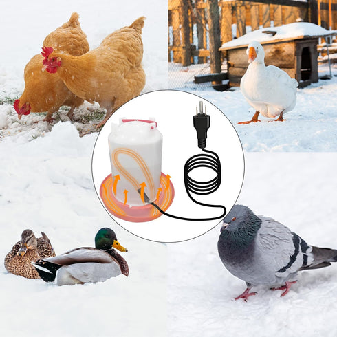(2 Pack) Chicken Water Heater Cord, Freeze-Proof Heated Waterer for Chickens & Poultry, Safe Low-Watt Heating Cable