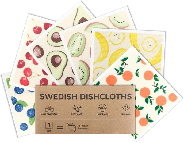 Lsnisni Swedish Dishcloths for Kitchen, 6 Pack Swedish Dish Cloths, Reusable Paper