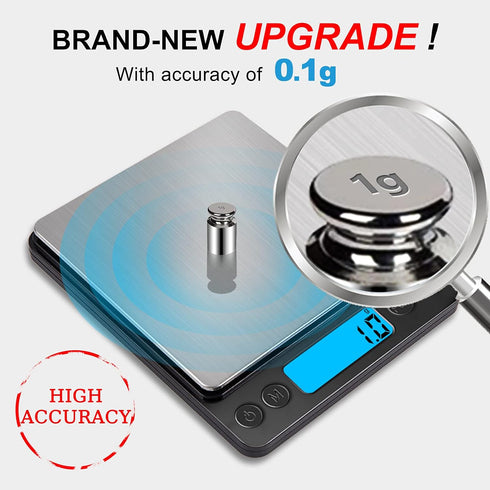 Digital Food Kitchen Scale, YONCON 3000g/0.1g High Accuracy Mini Pocket Scale for Cooking, Baking, Jewelry (Batteries