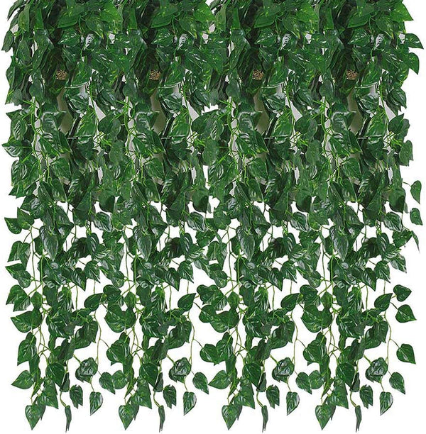 Kalolary 84 Feet Scindapsus Artificial Ivy Garland, 12 Strands Green Leaves Vine for Wedding Arch, Party Decoration
