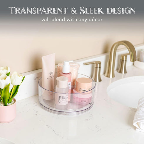 Oizeir (2-Pack) 360 Counter Lazy Susan Turntable - Clear Acrylic, Rotates Degrees, Easily Organize Your Fridge, Cabinet