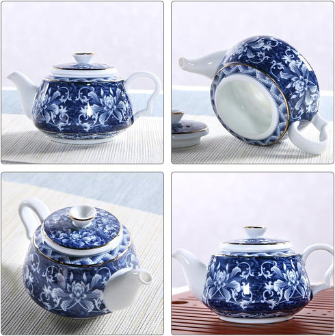 Blue and White Porcelain Teapot, Ceramic Chinese Teapot for Household and Desktop Decor