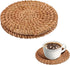 oruola 2pcs Natural Woven Coasters,Rattan Coasters,3.93In Round Wicker Coasters,Boho Coasters Heat-resistant Drink Coasters