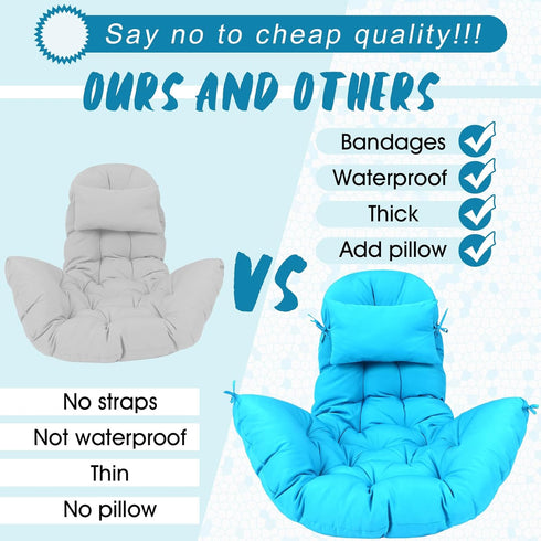 2.58 Hammock Patio(Blue,1 Tudomro Egg Chair Cushion Filling kg Replacement Rocking Wicker Chair Cushions High Back