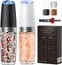 Electric Salt and Pepper Grinder Set, Refillable Battery Operated Automatic Shakers, Adjustable Coarseness
