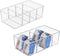 Vtopmart 2 Pack Clear Plastic Food Storage Organizer Bins for Pantry, Kitchen, Fridge, Cabinet, 4 Compartment Holder