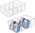 Vtopmart 2 Pack Clear Plastic Food Storage Organizer Bins for Pantry, Kitchen, Fridge, Cabinet, 4 Compartment Holder