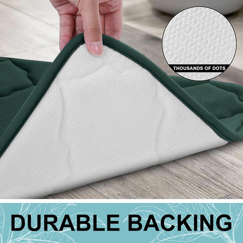 OLANLY Memory Foam Bath Mat Rug 30x20, Ultra Soft Non-Slip Absorbent Bathroom Carpet for Floor, Dark Green