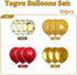 60 Pieces Red and Gold Balloons, 12 Inch Ruby Red Metallic Chrome and Pearl Gold Confetti for Party Decoration