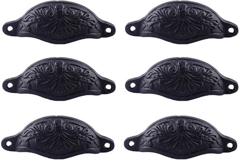 Renovators Supply Manufacturing 4.5 in. Black Wrought Iron Cabinet Handles, Pack of 6 with Hardware