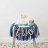 2nd PapaKit Birthday Boy High Chair Decorations - Blue & Gold Ribbon Garland, "TWO" Banner, Toddler Crown, Bow Tie