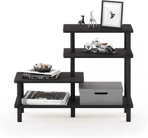 3-Tier Furinno Turn-N-Tube Side Display Rack, Espresso/Black