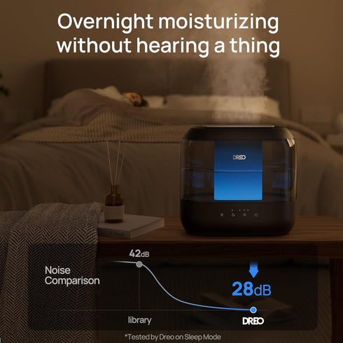 4L 36H 28 Dreo Humidifiers for Bedroom, Top Fill for Large Room, Runtime, dB Quiet Supersized Cool Mist Air Humidifier
