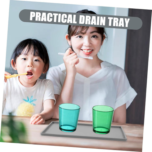 Non-Slip Silicone Vanity Tray, Rectangle Jewelry Tray, Mini Desk Organizer for Toilet, Sink, Soap Coaster