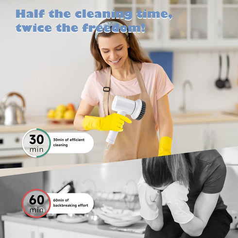 CONERX 4 2 Electric Spin Scrubber Cordless Power Cleaning Brush with Replaceable Brush Heads Adjustable Speeds