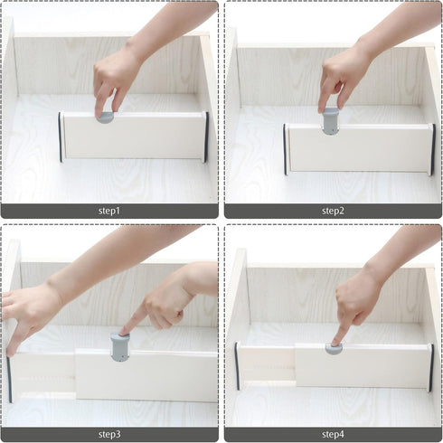 Set of 8 Adjustable Plastic Drawer Dividers, Organizer Separators for Bedroom, Bathroom, Closet, and Kitchen