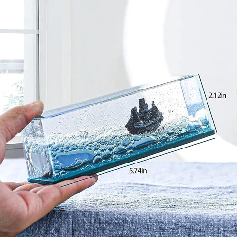 Cruise Ship Fluid Drift Bottle, Unsinkable Boat in a Box, Titanic Model Liquid Wave Decoration, That No Longer Sinks