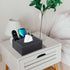 Multifunction PU Leather Tissue Box Cover, Black Rectangular Storage Box for Napkins, Remote Control, Desk Organizer