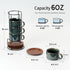 6 Set 4, Set LUKA Ounce Porcelain Stackable Espresso Cups with Saucers and Metal Stand of Ceramic Cappuccino Cups