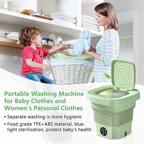 MacLehose Mini Portable Washing Machine, Mini Washer and Dryer Combo, 9L, Foldable for Baby Clothes, Underwear, Socks,