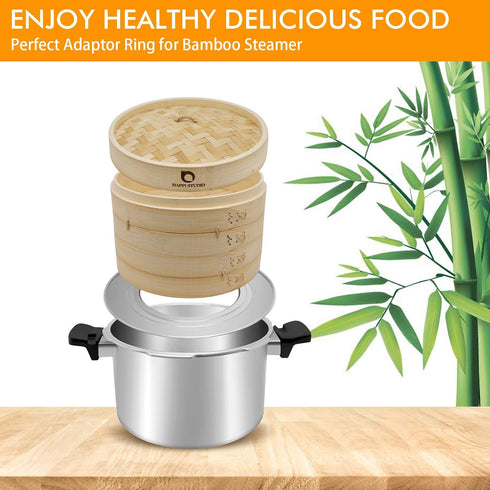 Steamer Ring Stainless Steel Adapter for 8 to 11inch Bamboo Steamer Baskets, Stainless Steel Ring Only