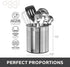 Oggi Jumbo Stainless Steel Rotating Utensil Holder with Removable Divider, Stylish Kitchen Organizer, Height 7.5"