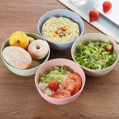 Lnrkai 5 PCS Pink Cereal Bowls, 24 OZ Unbreakable Wheat Straw Bowls - Modern Style, Dishwasher & Microwave Safe
