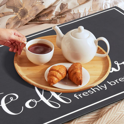 Coffee Bar Mat for Countertops, 16"x24" Absorbent Dish Drying Mat with Coffee Cup Pattern for Kitchen and Dining Room