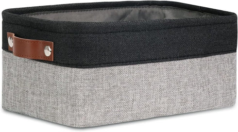 DULLEMELO Small Collapsible Fabric Basket for Organizing, Shelves, Closets, Laundry, Decorative Gift Basket (Black &