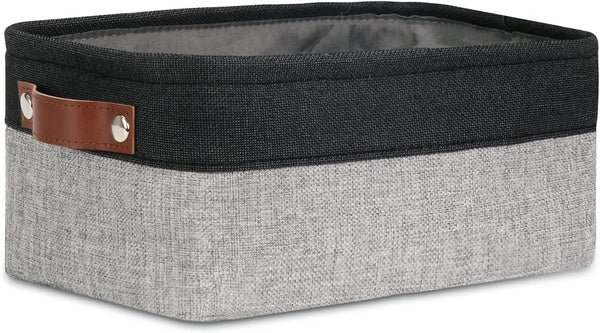 DULLEMELO Small Collapsible Fabric Basket for Organizing, Shelves, Closets, Laundry, Decorative Gift Basket (Black &