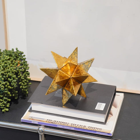 7 7 6 Inch Braxio Modern Style Indoor Home Decor - Resin Gold Multi-Angle Stars Abstract Geometric Sculpture for Living