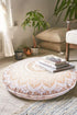 Indian Mandala Cotton Handmade Gold Ombre Round Floor Pillow Ethnic Cushion Case for Yoga Mat 32 x 32 Inch