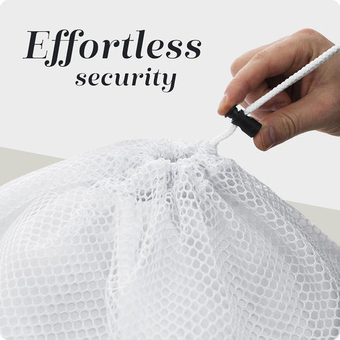 Mesh XL Laundry Bags - Pack of 2, Large 24" x 36", Durable with Secure Drawstring Closure (White)