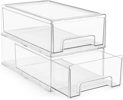Sorbus Medium Clear Stackable Storage Drawers - Plastic Storage Drawers with Handles for Craft, Clothes, and Bathroom
