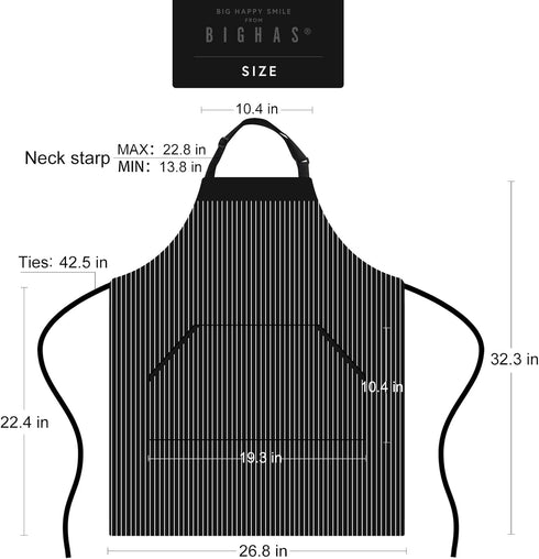 BIGHAS Adjustable Bib Apron - Long Ties for Women and Men, 18 Colors Chef Kitchen Cooking