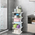 Eagrye 5 Closet, Tier Vertical Narrow Shoe Storage Organizer for Saving Space, Gray Plastic Small Collapsible Shoe Rack